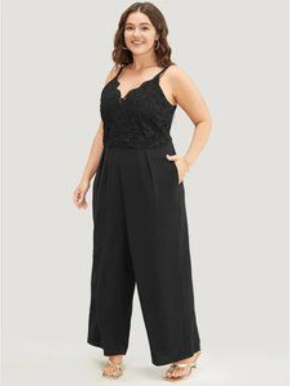 BloomChic Women's Black Lace Bodice Cami Jumpsuit 18-20 NWOT